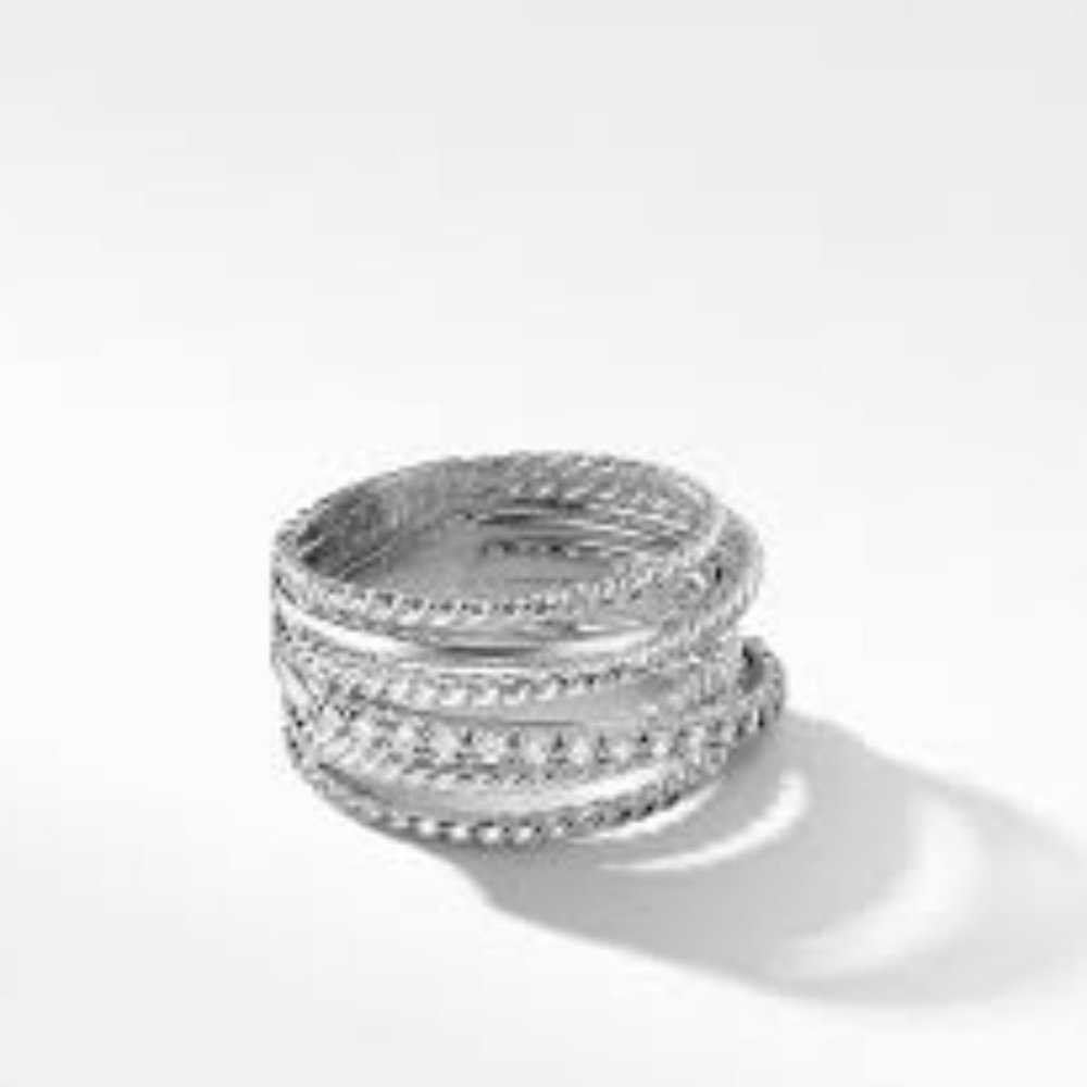 David Yurman Crossover Diamond Pave Ring SZ 8